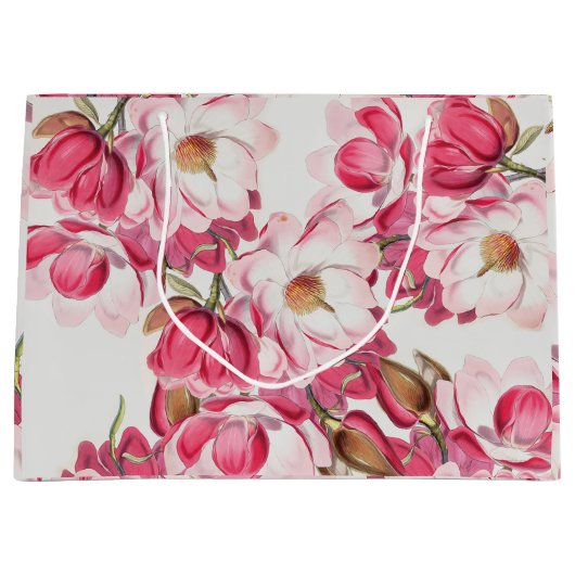Roze Magnolia Gift Bag Large Cadeauzakje (Voorkant)