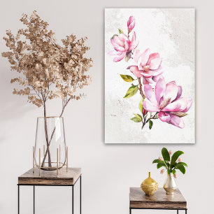 Roze Magnolia Kunst aan de Muur op Spankanvas Canvas Afdruk