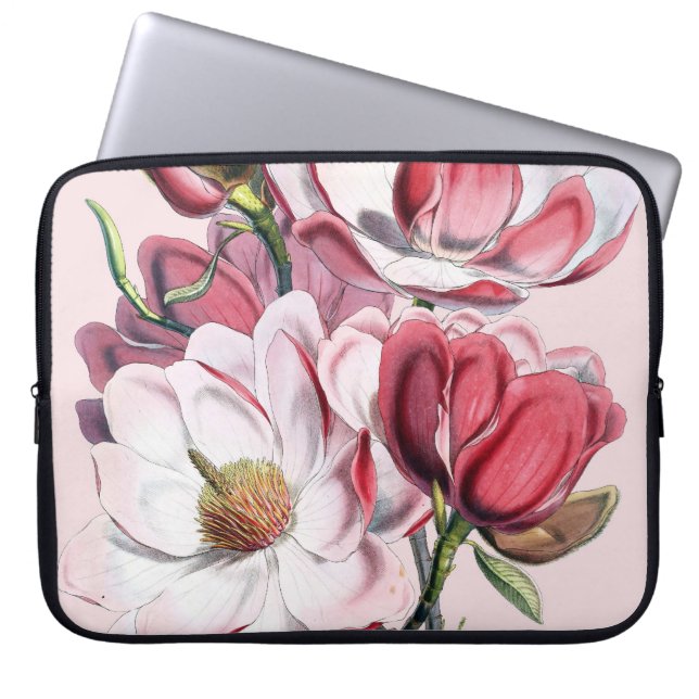 Roze Magnolia Laptop Sleeve (Voorkant)