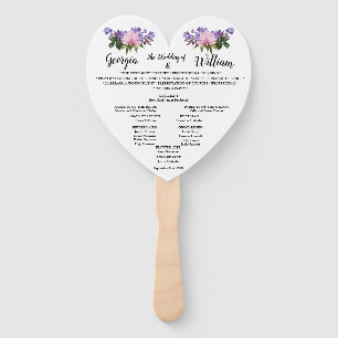 Roze Magnolia Lavender Floral Wedding Menu Fan Handwaaier