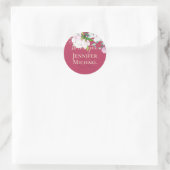 Roze Magnolia met Gele Trouw Favoriet Cadeau Bedan Ronde Sticker (Tas)