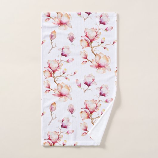 Roze Magnolia Patroon {kies uw kleur} Bad Handdoek (Handdoek)