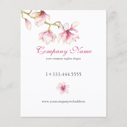 Roze Magnolia Roze & Grijs Typografie Service Menu (Voorkant)