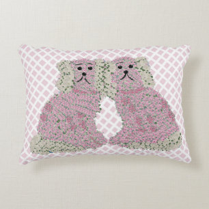 Roze Magnolia Staffordshire Dogs Rozen Art Print Accent Kussen