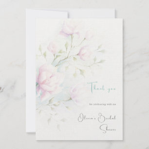 Roze Magnolia Vrijgezellenfeest Dank u kaart