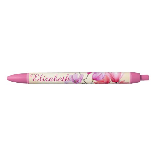 Roze Magnolia Waterverf Gepersonaliseerde pen (Voorkant)