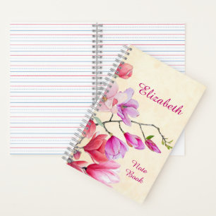 Roze Magnolia Waterverf Persoonlijk Notitieboek
