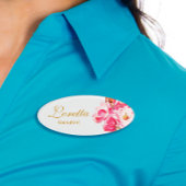 Roze Magnolias Floral Naambadge