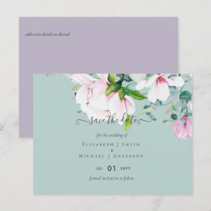 Roze Magnolias Lila Eucalyptus Weduwdata Briefkaart