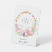 Roze Magnolias Tabletop Reclamebord Met Voetstuk (Voorkant)