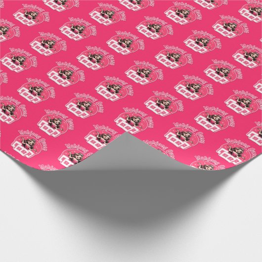 Roze Mahjong Queen inpakpapier (Hoek)