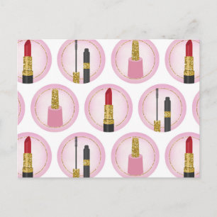 Roze Make-up Cosmetica Patroon Cosmetologie Briefkaart