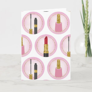 Roze Make-up Cosmetica Patroon Cosmetologie Kaart
