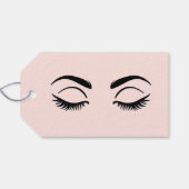 Roze make-up wimpers & wenkbrauwen schoonheid cadeaulabel (Achterkant Horizontaal)
