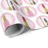Roze Makeup Cosmetic Pattern Cosmetology Cadeaupapier (Rol Hoek)