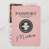 Roze Malediven Paspoort Bewaar de datum Save The Date (Voorkant / Achterkant)