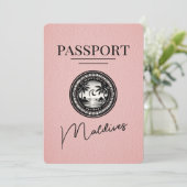 Roze Malediven Paspoort Bewaar de datum Save The Date (Staand voorkant)