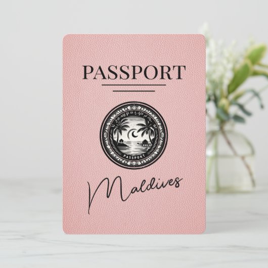 Roze Malediven Paspoort Bewaar de datum Save The Date (Staand voorkant)
