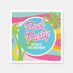 Roze Malibu Poolparty Verjaardag Servet
