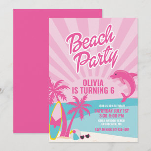 Roze Malibu strand verjaardag Kaart
