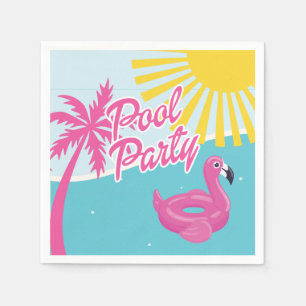 Roze Malibu-strandpalmzwembadfeest verjaardag Servet