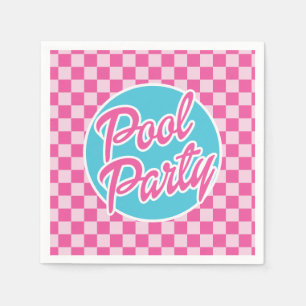 Roze Malibu zwembadfeest verjaardag Servet