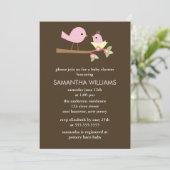 Roze mama en Baby vogels in een nestBaby shower Kaart (Staand voorkant)