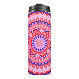Roze Mandala Boho Reizen Levendig Geometrisch Patr Thermosbeker