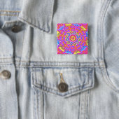 Roze Mandala Button vierkant (In situ)