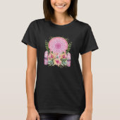 Roze Mandala Crystal Flowers Waterverf Boho T-shirt (Voorkant)