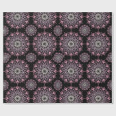  roze mandala op zwart | cadeaupapier (Vlak)
