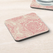 Roze Mandala Pattern Bier Onderzetter (Linkerzijde)