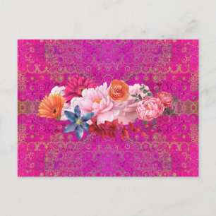 Roze Mandala Pattern Flower Bouquet Briefkaart