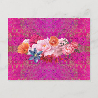 Roze Mandala Pattern Flower Bouquet Briefkaart