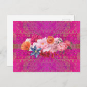 Roze Mandala Pattern Flower Bouquet Briefkaart (Voorkant / Achterkant)