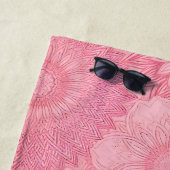 Roze Mandala Print Strandlaken (In situ)