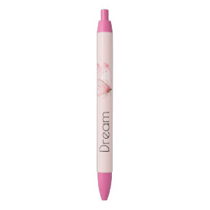 Roze Mandenvlecht Vlinder Zwarte Inkt Pen