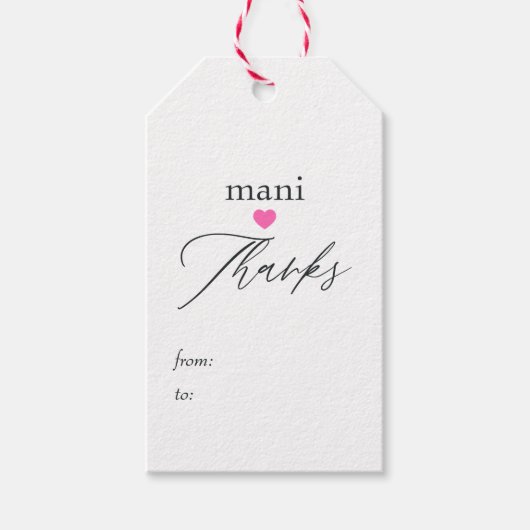 Roze mani bedankt cadeaulabel (Voorkant)
