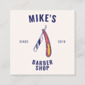  roze mannen kapperszaak scheermesje haarstylist vierkante visitekaartje (Voorkant)