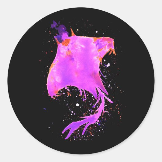 Roze Manta Ray Ronde Sticker (Voorkant)