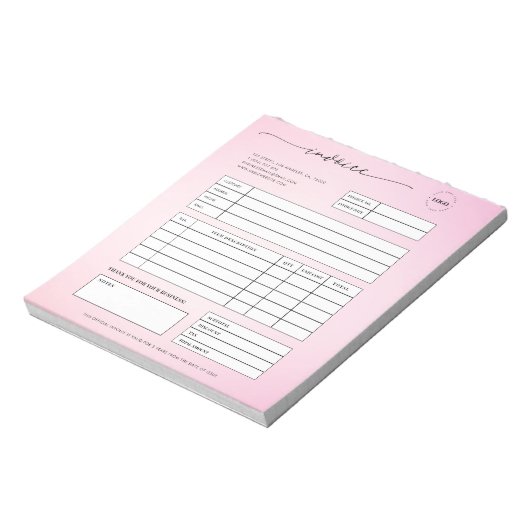 Roze Manuscript Kleine Bedrijfs de Factuur van de  Notitieblok (Gedraaid)