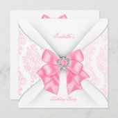  roze marathday White Diamond Bow Kaart (Voorkant / Achterkant)