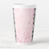 Roze Marble Diamond Bling Latte Mok (Voorkant)