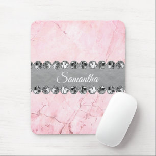 Roze Marble Diamond Bling Muismat