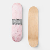 Roze Marble Diamond Bling Skateboard (Voorkant)