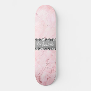 Roze Marble Diamond Bling Skateboard