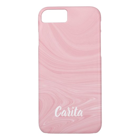 Roze Marble Textured iPhone Case (Achterkant)
