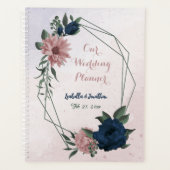Roze & marine bloemen botanische bruiloft planner (Voorkant)