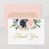 Roze marine dankkaart, bloemige babyshower kaart (Voorkant / Achterkant)