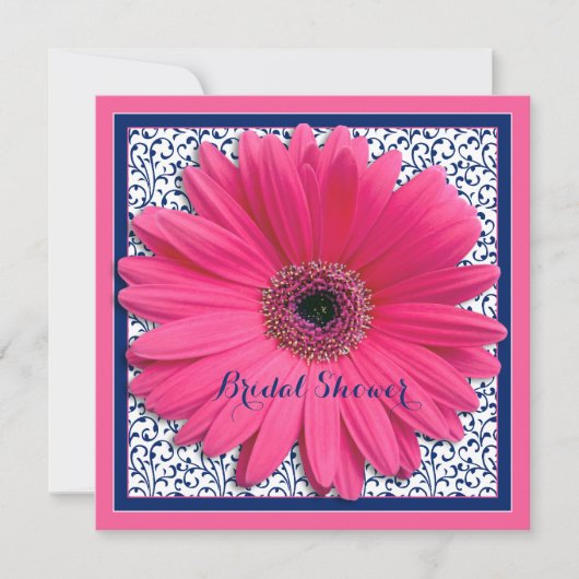 Roze marine Gerbera Daisy Bridal Shower Kaart (Voorkant)